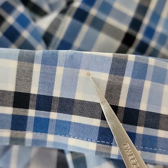 Peter Millar Hidden Button-Down Long-Sleeve Blue Plaid Dress Shirt XL - Picture 12 of 15